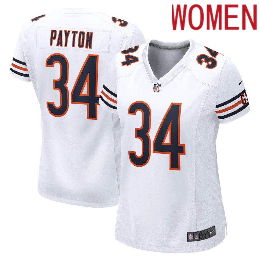 Women Chicago Bears #34 Walter Payton Nike White Retired Game NFL Jersey->women nfl jersey->Women Jersey